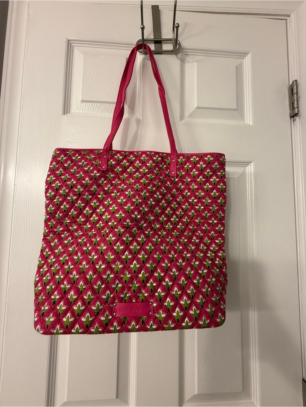 Vera Bradley Pink, Green and White Quilted Tote